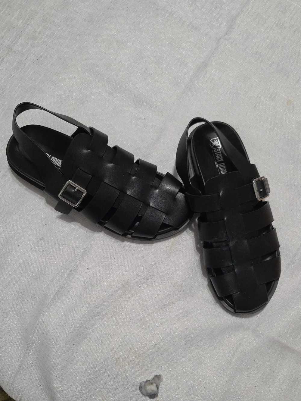 Stacy Adams Black Woven Leather Fisherman Sandals